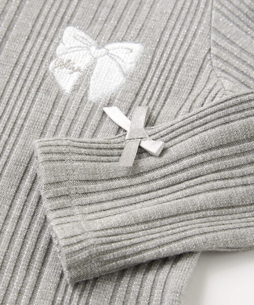 SLAP SLIP（スラップスリップ）の「キラキラ袖リボンパッチ刺しゅうカーディガン(90~140cm)（カーディガン/ボレロ・キッズ・オフホワイト/グレー/パープル・90cm/110cm/100cm/120cm/140cm/130cm）」の18枚目の写真