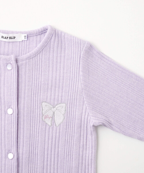 SLAP SLIP（スラップスリップ）の「キラキラ袖リボンパッチ刺しゅうカーディガン(90~140cm)（カーディガン/ボレロ・キッズ・オフホワイト/グレー/パープル・90cm/110cm/100cm/120cm/140cm/130cm）」の21枚目の写真