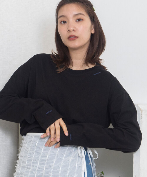 POU DOU DOU(プードゥドゥ)の「USAコットンワンポイント刺繍ワイドロンTee(Tシャツ/カットソー・レディース・ネイビー/レッド系/ブラック/オフホワイト・M)」の11枚目の写真