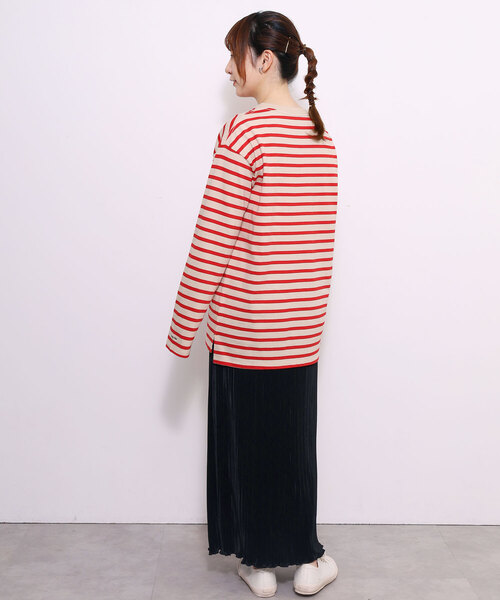 POU DOU DOU(プードゥドゥ)の「USAコットンワンポイント刺繍ワイドロンTee(Tシャツ/カットソー・レディース・ネイビー/レッド系/ブラック/オフホワイト・M)」の22枚目の写真