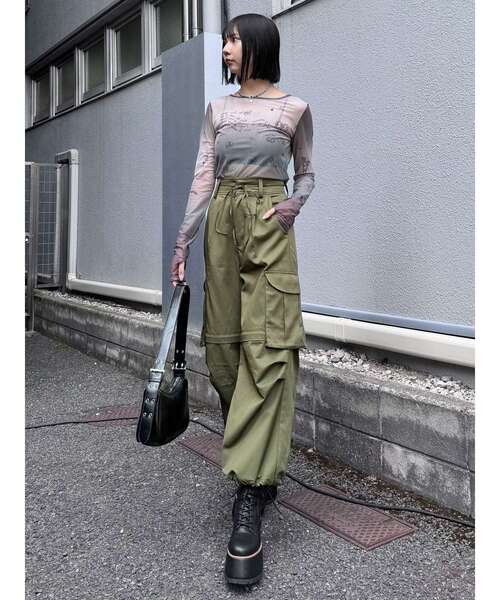 MURUA（ムルーア）の「2WAYリボンベルトカーゴパンツ（カーゴパンツ・レディース・ブラック/カーキ/グレー・1/2）」の6枚目の写真