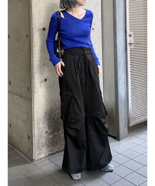 MURUA（ムルーア）の「2WAYリボンベルトカーゴパンツ（カーゴパンツ・レディース・ブラック/カーキ/グレー・1/2）」の15枚目の写真