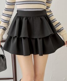 【WEB限定再販/ペチパン付】フリルティアードミニスカート