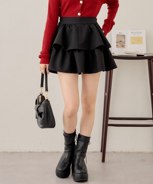 Chico（チコ）の「【WEB限定再販/ペチパン付】フリルティアードミニスカート（スカート・レディース・ブラック/グレイッシュベージュ/ブラウン・FREE）」の7枚目の写真