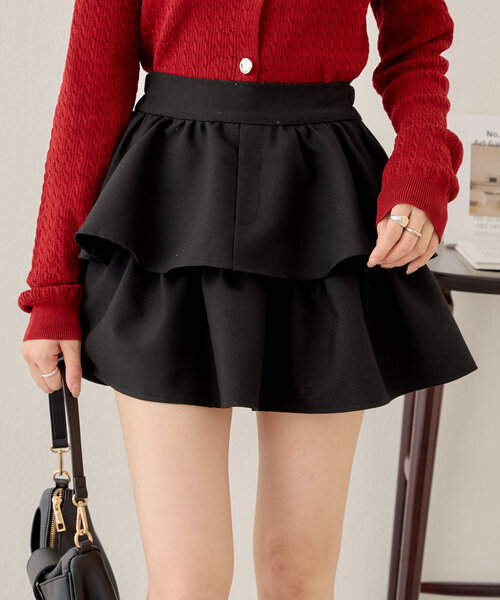 Chico（チコ）の「【WEB限定再販/ペチパン付】フリルティアードミニスカート（スカート・レディース・ブラック/グレイッシュベージュ/ブラウン・FREE）」の8枚目の写真