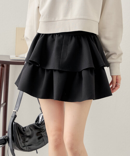 Chico（チコ）の「【WEB限定再販/ペチパン付】フリルティアードミニスカート（スカート・レディース・ブラック/グレイッシュベージュ/ブラウン・FREE）」の14枚目の写真