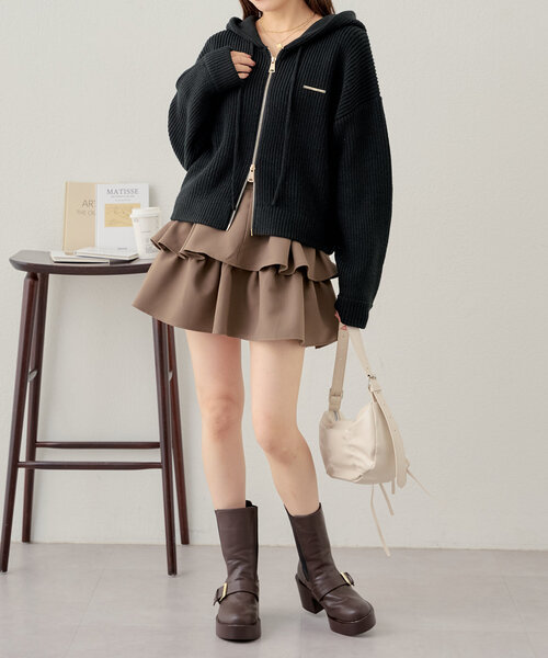 【ココビーチ♢上品で甘め】CHANEL*フリルスカート WEB限定再販/ペチパン付】フリルティアードミニスカート