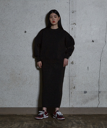 ニットトップス スカート セットアップ 2点セット vi-1239 AMELY by La-gemme］前後2way ニットビスチェ セットアップ 2点
