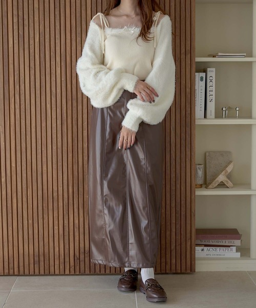 Ambre Neige(アンブルネージュ)の「フワフワシャギーボレロセット/WEB/EC限定商品(アンサンブル・レディース・ベビーピンク/アイボリー/チャコールグレー・FREE)」の8枚目の写真