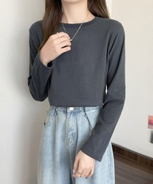 インナー長袖Tシャツクルーネック フリース ストレッチ ゆったり 韓国ファッション 秋冬 ユニセックス