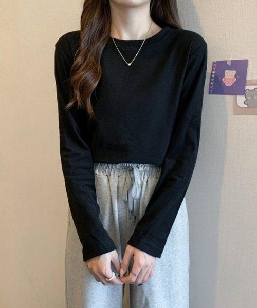 SEU(エスイーユー)の「インナー長袖Tシャツクルーネック フリース ストレッチ ゆったり 韓国ファッション 秋冬 ユニセックス(Tシャツ/カットソー・レディース・ホワイト/ベージュ/グレー/ブラック/ダークブラウン・フリー)」の22枚目の写真
