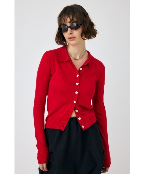 MOUSSY（マウジー）の「RANDOM BUTTON カーディガン（カーディガン/ボレロ・レディース・チャコールグレー/キナリ/レッド・FREE）」の3枚目の写真