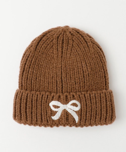 URBAN CHERRY（アーバンチェリー）の「リボン刺繍ニット帽（ニットキャップ/ビーニー・キッズ・グレー/ブラウン/アイボリー/ブラック・FREE）」の13枚目の写真