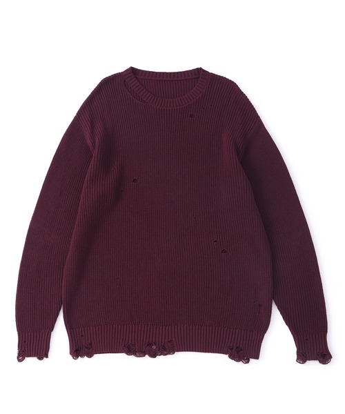 JUNRED（ジュンレッド）の「グランジクルーニット（ニット/セーター・メンズ・ライトグレー/ブラック/レッド・S/M/L）」の4枚目の写真
