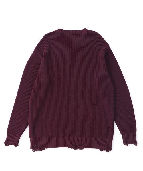 JUNRED（ジュンレッド）の「グランジクルーニット（ニット/セーター・メンズ・ライトグレー/ブラック/レッド・S/M/L）」の5枚目の写真