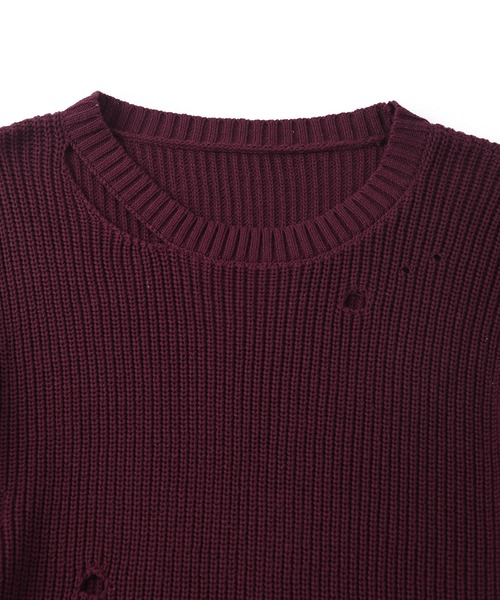 JUNRED（ジュンレッド）の「グランジクルーニット（ニット/セーター・メンズ・ライトグレー/ブラック/レッド・S/M/L）」の6枚目の写真