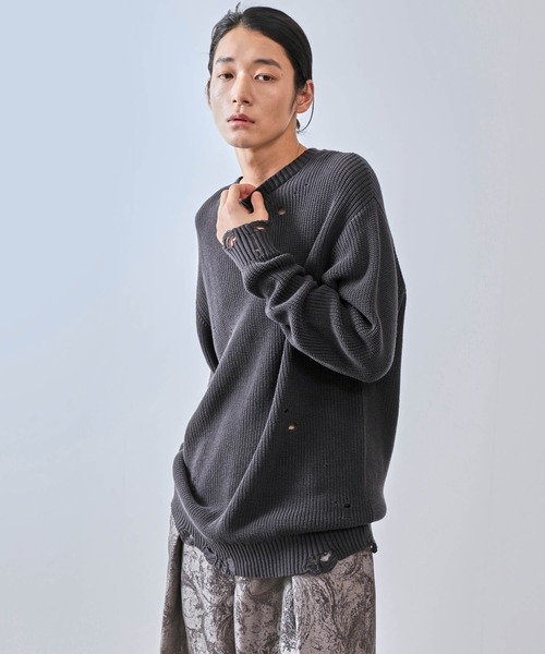 JUNRED（ジュンレッド）の「グランジクルーニット（ニット/セーター・メンズ・ライトグレー/ブラック/レッド・S/M/L）」の17枚目の写真