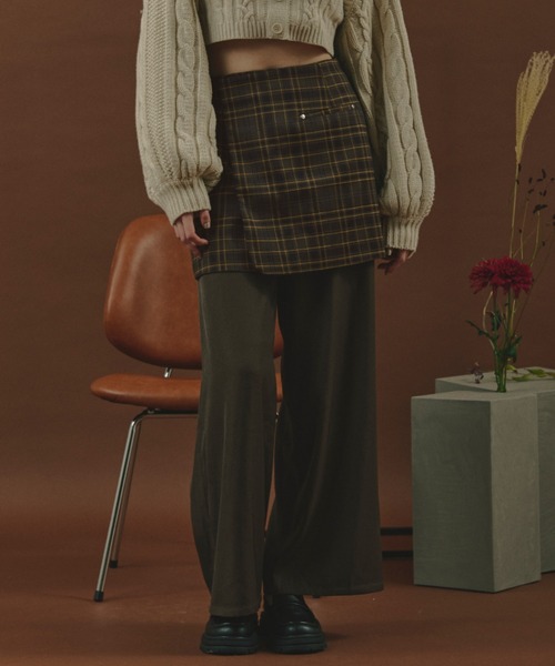 【セール】plaid pattern layered set pants / プラッドパターンレイヤードセットパンツ（その他パンツ）｜loin nuit（ロワンニュイ）