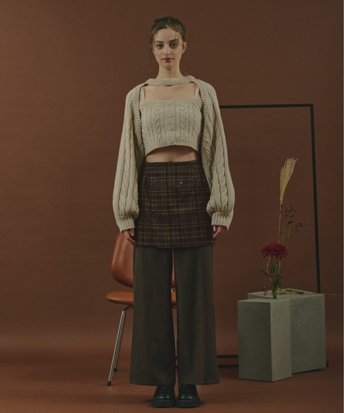 loin nuit(ロワンニュイ)の「plaid pattern layered set pants / プラッドパターンレイヤードセットパンツ(その他パンツ・レディース・ブラウン/カーキ・FREE)」の4枚目の写真