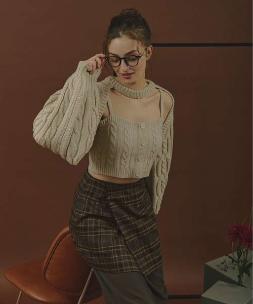 loin nuit(ロワンニュイ)の「plaid pattern layered set pants / プラッドパターンレイヤードセットパンツ(その他パンツ・レディース・ブラウン/カーキ・FREE)」の3枚目の写真