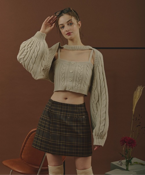 loin nuit(ロワンニュイ)の「plaid pattern layered set pants / プラッドパターンレイヤードセットパンツ(その他パンツ・レディース・ブラウン/カーキ・FREE)」の7枚目の写真