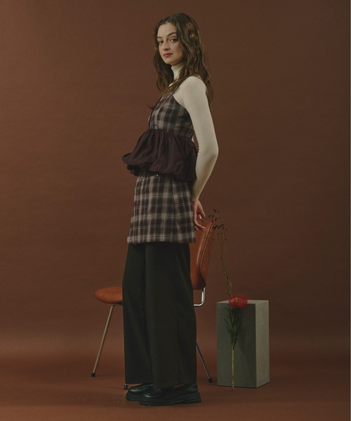 plaid pattern layered set pants / プラッドパターンレイヤードセット  