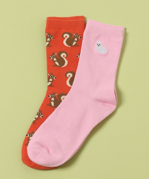 niko and...（ニコアンド）の「【あさひやま動物園応援商品】2Pセットソックス（ソックス/靴下・レディース・ブラック/ピンク/グリーン・FREE）」の3枚目の写真