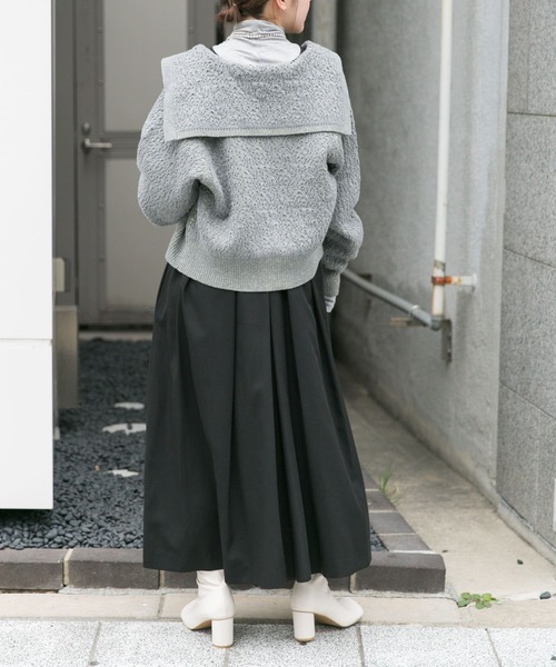 定番　グレー プリーツデザイン カーディガン Maison Kitsune（メゾンキツネ）の「BOLD FOX HEAD PATCH COMFORT