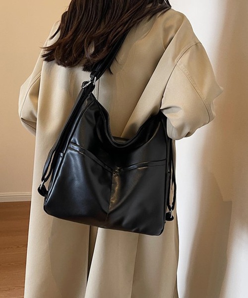 ALWAYS GOOD TIME(オルウェイズグッドタイム)の「【M2SUQARED/エムツースクエア】多機能ソフトフェイクレザーバッグ(ショルダーバッグ・レディース・ブラウン/ブラック・FREE)」の5枚目の写真