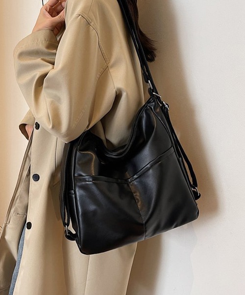 ALWAYS GOOD TIME(オルウェイズグッドタイム)の「【M2SUQARED/エムツースクエア】多機能ソフトフェイクレザーバッグ(ショルダーバッグ・レディース・ブラウン/ブラック・FREE)」の9枚目の写真