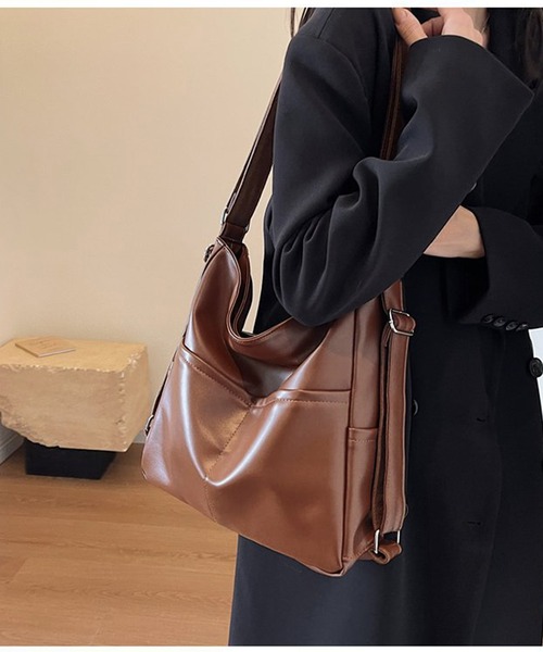 ALWAYS GOOD TIME(オルウェイズグッドタイム)の「【M2SUQARED/エムツースクエア】多機能ソフトフェイクレザーバッグ(ショルダーバッグ・レディース・ブラウン/ブラック・FREE)」の18枚目の写真