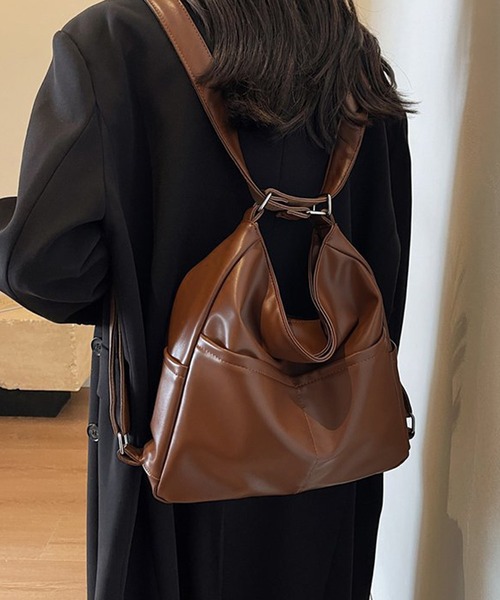 ALWAYS GOOD TIME(オルウェイズグッドタイム)の「【M2SUQARED/エムツースクエア】多機能ソフトフェイクレザーバッグ(ショルダーバッグ・レディース・ブラウン/ブラック・FREE)」の15枚目の写真