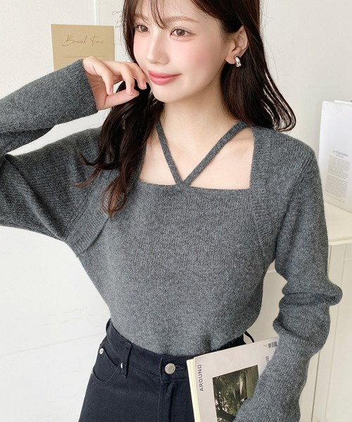 セール】ホルターボレロ風ニットプルオーバー（カーディガン/ボレロ