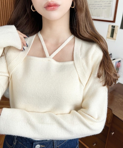 セール】ホルターボレロ風ニットプルオーバー（カーディガン/ボレロ