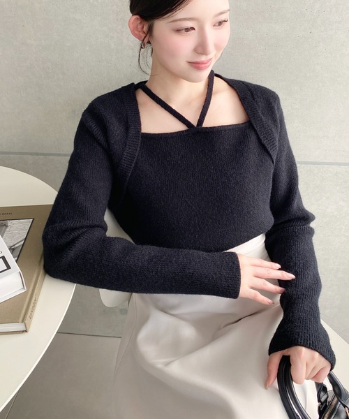 セール】ホルターボレロ風ニットプルオーバー（カーディガン/ボレロ