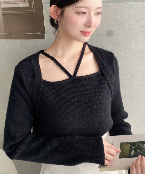 セール】ホルターボレロ風ニットプルオーバー（カーディガン/ボレロ