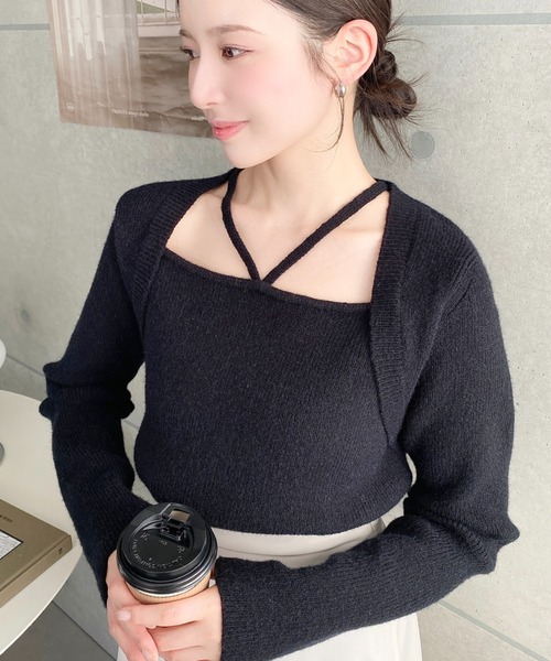 セール】ホルターボレロ風ニットプルオーバー（カーディガン/ボレロ