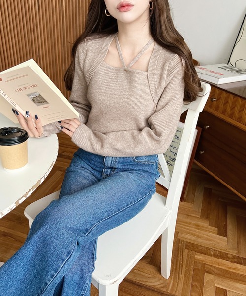 セール】ホルターボレロ風ニットプルオーバー（カーディガン/ボレロ