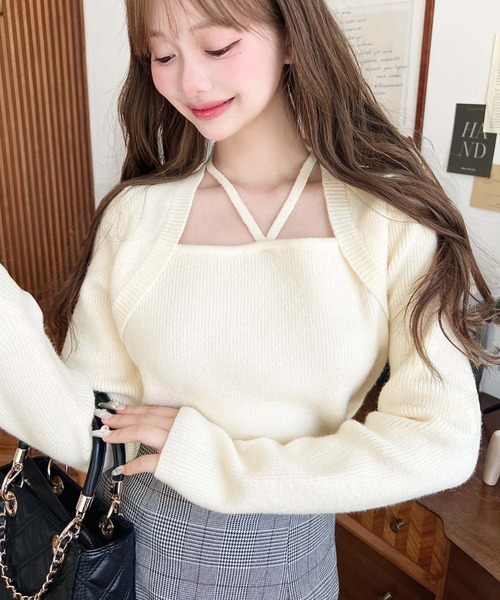 セール】ホルターボレロ風ニットプルオーバー（カーディガン/ボレロ