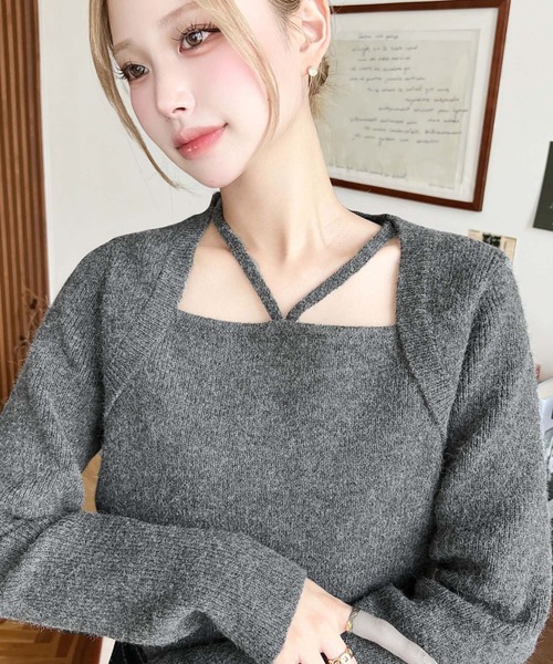 セール】ホルターボレロ風ニットプルオーバー（カーディガン/ボレロ