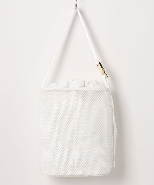 Q（キュー）の「メッシュバケットバッグ（ショルダーバッグ・レディース・アイボリー/オリーブ・ONE SIZE）」の5枚目の写真