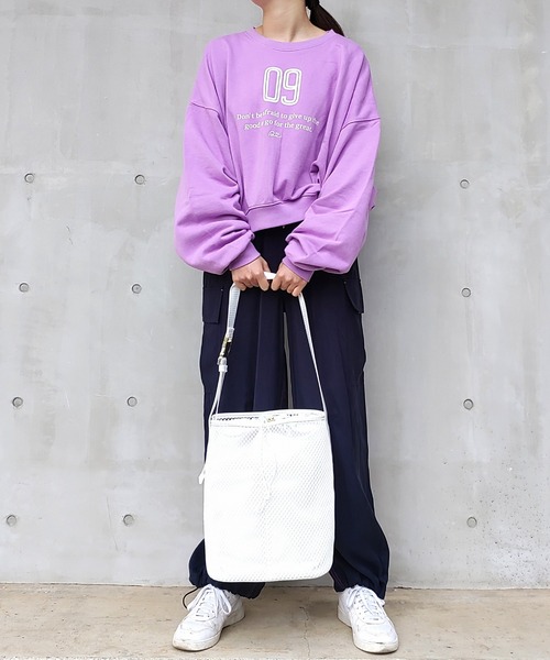 Q（キュー）の「メッシュバケットバッグ（ショルダーバッグ・レディース・アイボリー/オリーブ・ONE SIZE）」の18枚目の写真