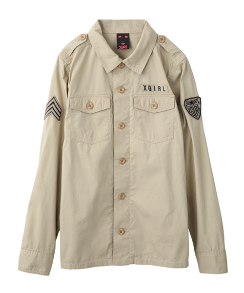 X-girl（エックスガール）の「LIGHTWEIGHT MILITARY SHIRT（シャツ/ブラウス・レディース・ブラック/ベージュ/オリーブ・2/1）」の2枚目の写真