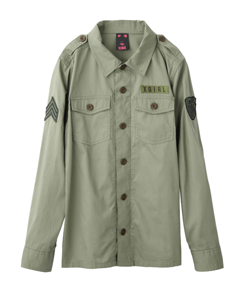 X-girl（エックスガール）の「LIGHTWEIGHT MILITARY SHIRT（シャツ/ブラウス・レディース・ブラック/ベージュ/オリーブ・2/1）」の3枚目の写真