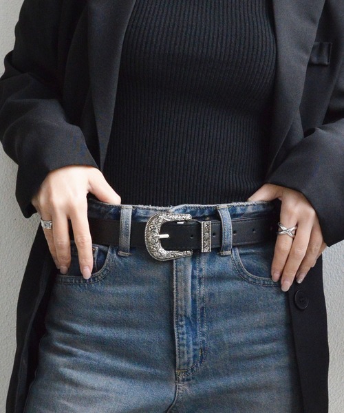 styiro（スタイロ）の「ウエスタンPUレザーベルト ヴィンテージ（ベルト・レディース・ブラック/ブラウン/レオパード・FREE）」の2枚目の写真