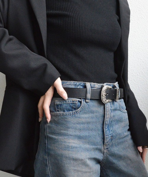 styiro（スタイロ）の「ウエスタンPUレザーベルト ヴィンテージ（ベルト・レディース・ブラック/ブラウン/レオパード・FREE）」の4枚目の写真