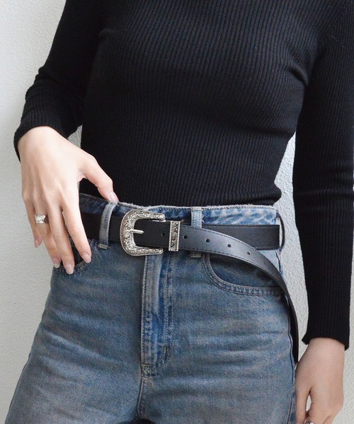 styiro（スタイロ）の「ウエスタンPUレザーベルト ヴィンテージ（ベルト・レディース・ブラック/ブラウン/レオパード・FREE）」の5枚目の写真