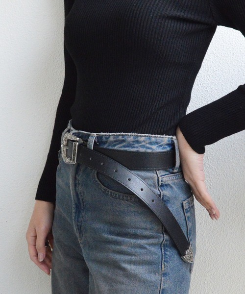 styiro（スタイロ）の「ウエスタンPUレザーベルト ヴィンテージ（ベルト・レディース・ブラック/ブラウン/レオパード・FREE）」の6枚目の写真