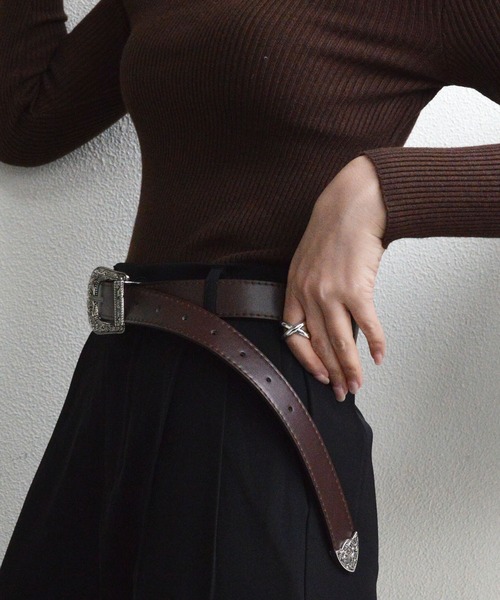 styiro（スタイロ）の「ウエスタンPUレザーベルト ヴィンテージ（ベルト・レディース・ブラック/ブラウン/レオパード・FREE）」の10枚目の写真