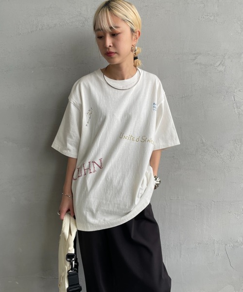 PAYDAY（ペイデイ）の「[PAY DAY/ペイデイ] 別注 ミックスロゴデザインTシャツ（Tシャツ/カットソー・レディース・ホワイト/ブラック・F）」の12枚目の写真